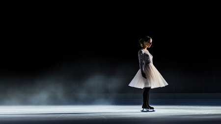 Figure skater's graceful ice entrance poised and ready to dazzleの素材