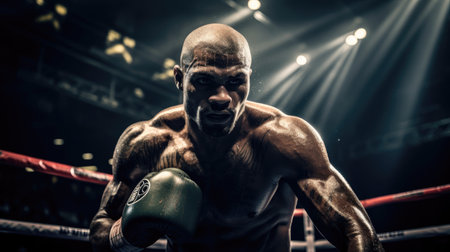 Determined boxer entering ring anticipation adrenaline canvas stageの素材