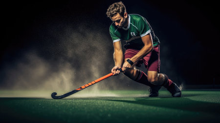 Intense moment in field hockey competitionの素材