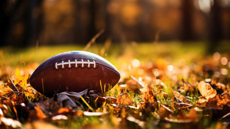 Photo pour Football on autumn leaves - image libre de droit