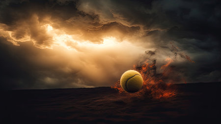 Tennis ball in sunlight atmosphericの素材