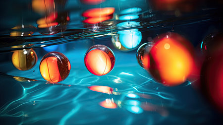 Pool lights in water creating mesmerizing glowの素材