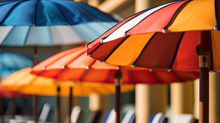 Colorful poolside umbrellas vibrant patternsの素材