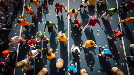 Colorful shot put competition determined athletesの素材