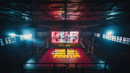 Colorful boxing ring actionの素材