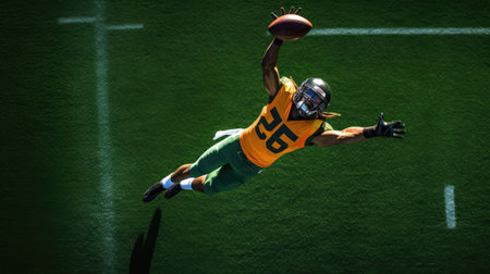 Wide receiver's acrobatic catchの素材