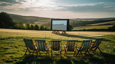 Farmhouse cinema in countrysideの素材