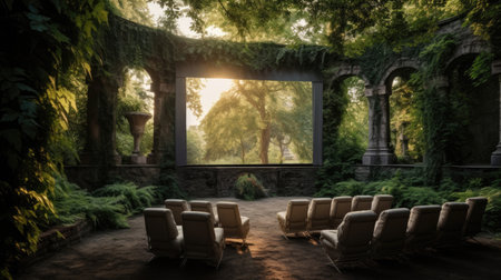 Courtyard cinema with vinesの素材