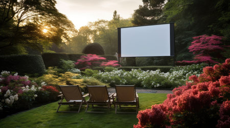 Colorful garden cinema sceneの素材
