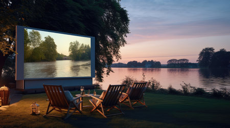Sunset cinema by the riverの素材