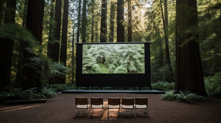 Forest cinema with redwoodsの素材