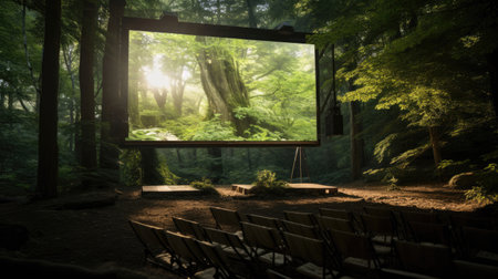 Tree platform cinema in ancient forestの素材