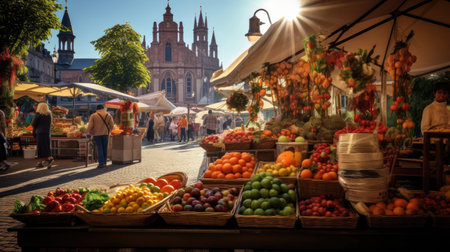 Market square cinema with exotic stallsの素材