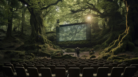 Mystical forest cinema with enchanting atmosphereの素材