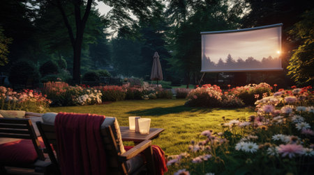 Twilight Garden Movie Experience Vibrant Flowers Warm Glowの素材