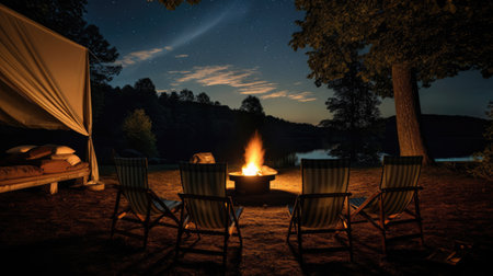 Campfire Cinema Starry Sky Firelit Screen Rustic Chairsの素材