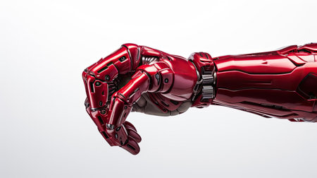 Dynamic red hand with light streaks gives thumbs-up in studioの素材