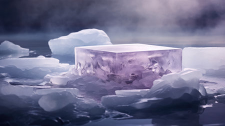 Icy platform with angular edges lavender for serene showcaseの素材