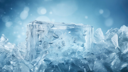 Chilled ice podium for showcasing refreshing skincare itemsの素材