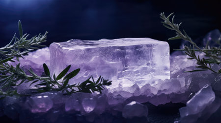 Chilled ice podium muted lavender for serene wellness displayの素材