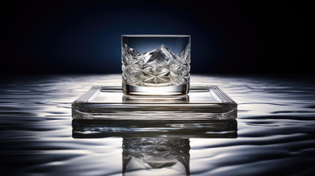 Clear ice platform clean lines suited for showcasing premium glasswareの素材