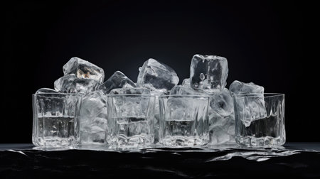 Ice podium with invisible supports ideal for elegant beverage presentationの素材