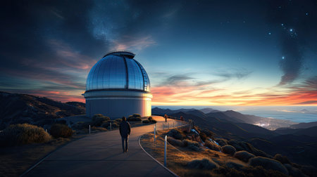 Celestial observatory digital cosmos with cybersecurity constellations lone stargazerの素材