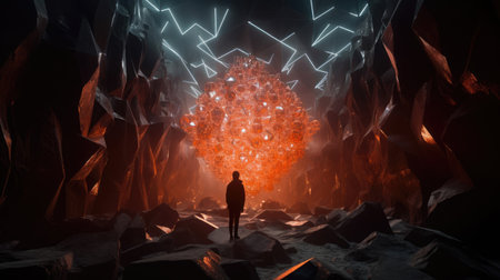 Crystalline cavern shimmering data nodes cyber sentinel safeguards realmの素材