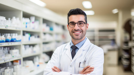 Dedicated clinical pharmacist ensuring accuracy in patient medication managementの素材