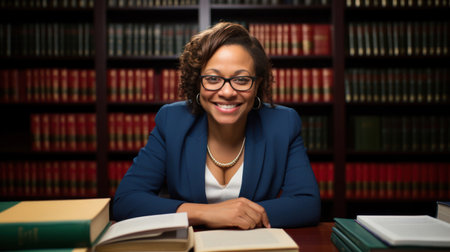 Joyful lawyer in civil rights committed to upholding fairness and human rightsの素材