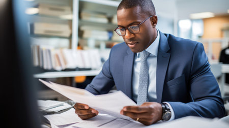 Tax attorney reviewing financial documents expert in navigating tax regulationsの素材