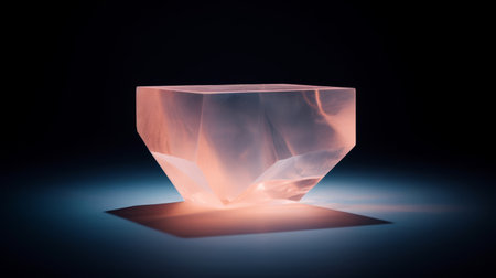 Soft-lit iceberg pedestal against peach for relaxation productsの素材