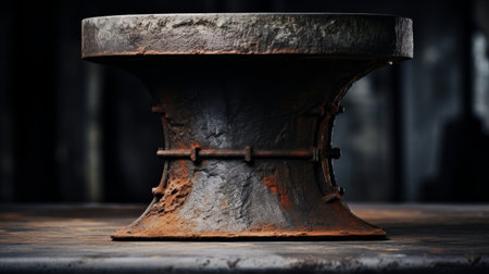 Weathered iron pedestal for industrial tool presentationの素材