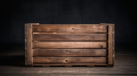 Rustic wooden crate open for home decor item presentationの素材