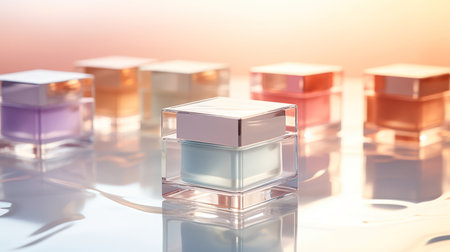 Acrylic box with pastel tones for skincare product showcaseの素材
