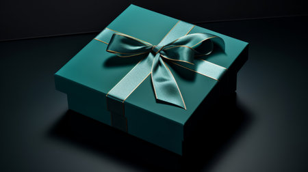 High-end accessory presentation in sleek black box and tealの素材