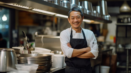 Restaurant supply vendor with positive attitude supporting chefsの素材