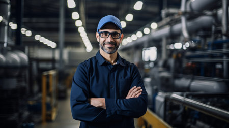 Industrial engineer optimizing production with dedication to efficiencyの素材