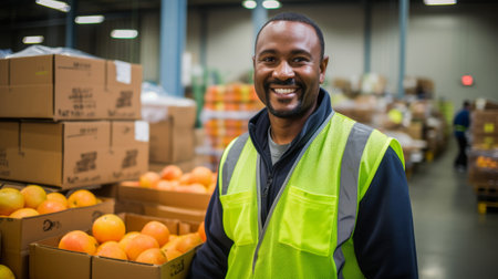 Food distribution coordinator ensuring fresh produce delivery positiveの素材