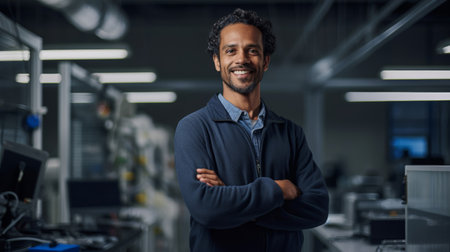 Engineer studying composites embodying passion for material scienceの素材