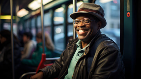 Warm and inclusive public transportation cultural ambassador fostering belonging within the transit system with a smileの素材