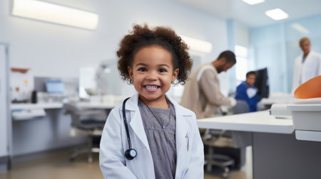 Playful pediatrician providing excellent care to young patientsの素材