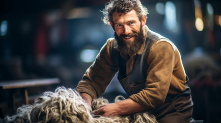 Wool shearer expertly harvesting woolの素材