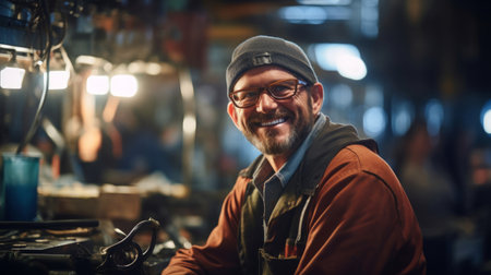 Joyful welding expert's pride in well-executed weldの素材