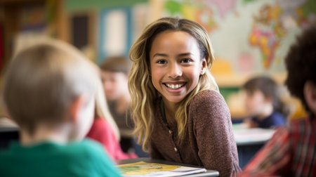 Compassionate art teacher nurturing creativityの素材