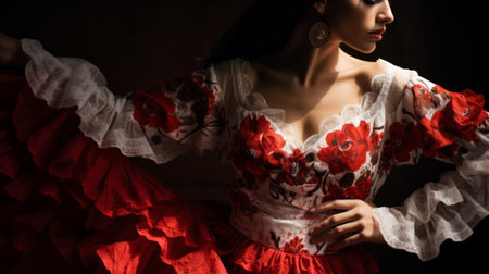 Flamenco dancer's graceful ruffled sleevesの素材