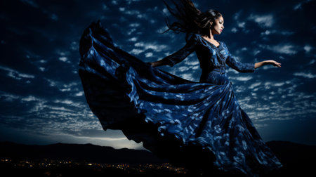 Flamenco dancer leaping gracefullyの素材