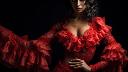 Flamenco dancer's flowing ruffled sleevesの素材