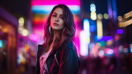 Confident pose of up-and-coming pop singerの素材