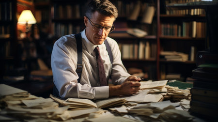 Dedicated political scientist documents campaign speechesの素材